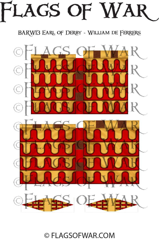 28mm BARW13 Earl of Derby William de Ferrers flag for Barons' War range showing red and gold heraldic pattern