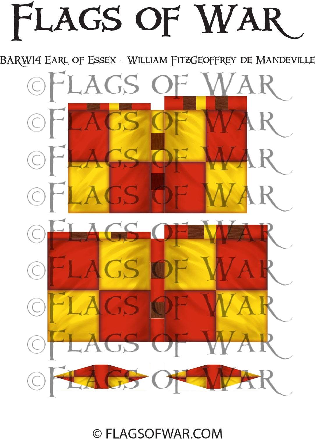 28mm EARL OF ESSEX flag with red and yellow checkered pattern for Barons' War range