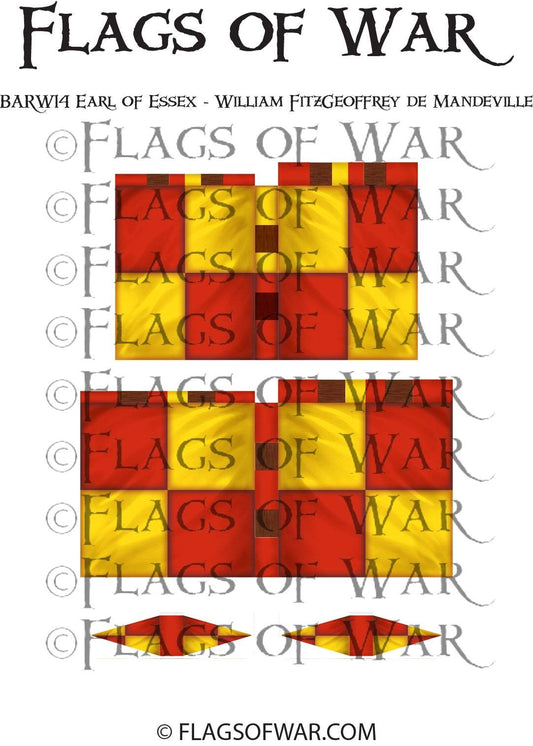 28mm EARL OF ESSEX flag with red and yellow checkered pattern for Barons' War range