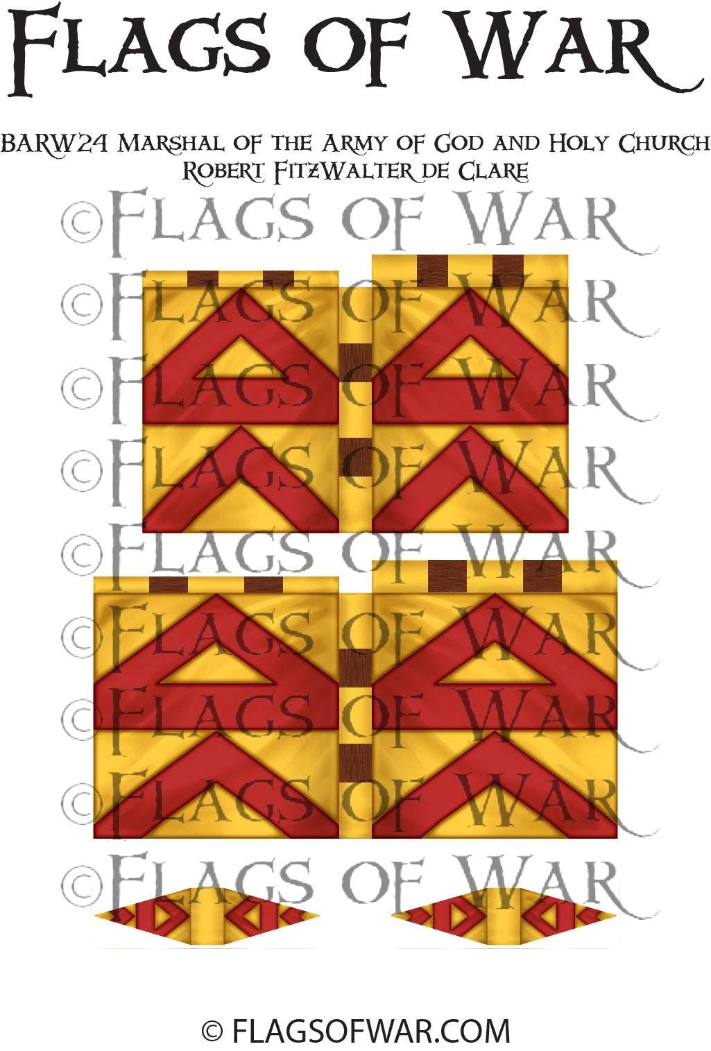 28mm flag BARW24 Marshal of the Army of God and Holy Church Robert FitzWalter de Clare for Barons' War range
