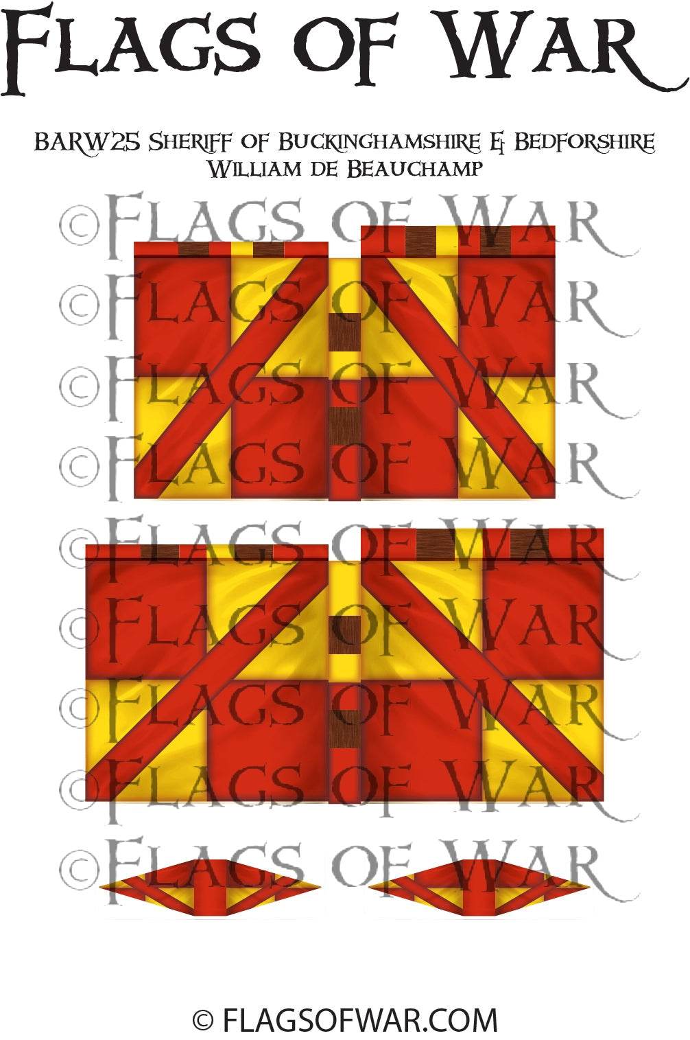 28mm BARW25 Sheriff of Buckinghamshire and Bedfordshire William de Beauchamp medieval flag for miniature wargaming