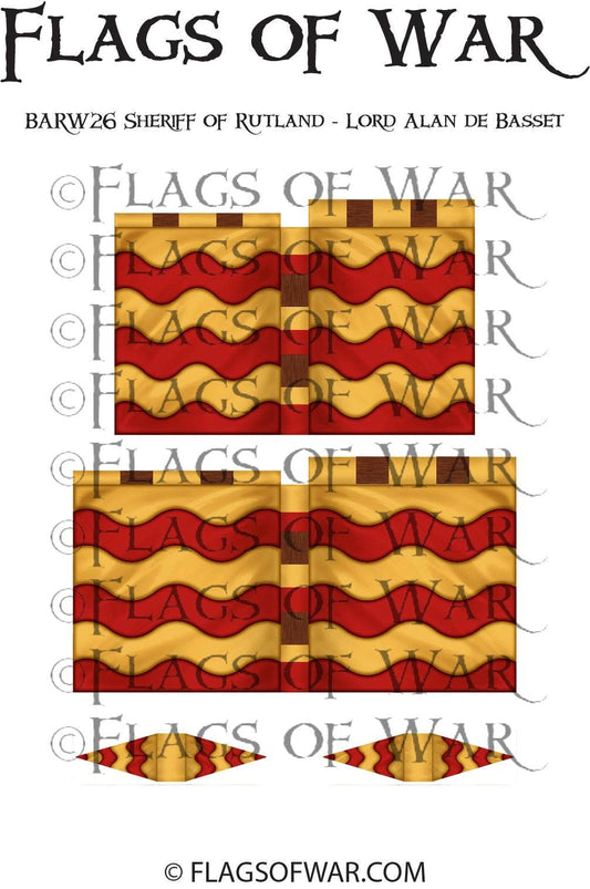BARW26 Sheriff of Rutland Lord Alan de Basset 28mm Barons' War flag with red and gold wavy stripes