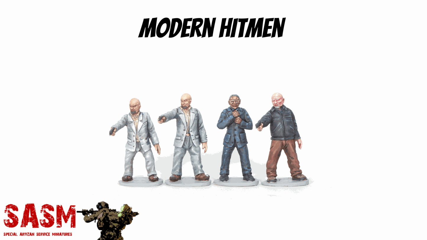 28mm painted modern hitmen miniature figures from Special Artizan Service Miniatures set