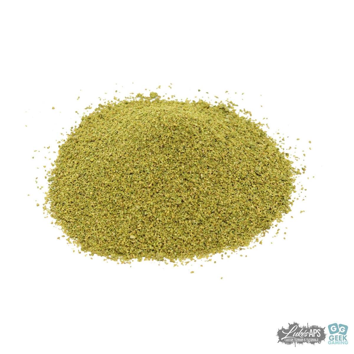 Fine light green dyed sawdust scatter for modeling and hobby ground cover effects