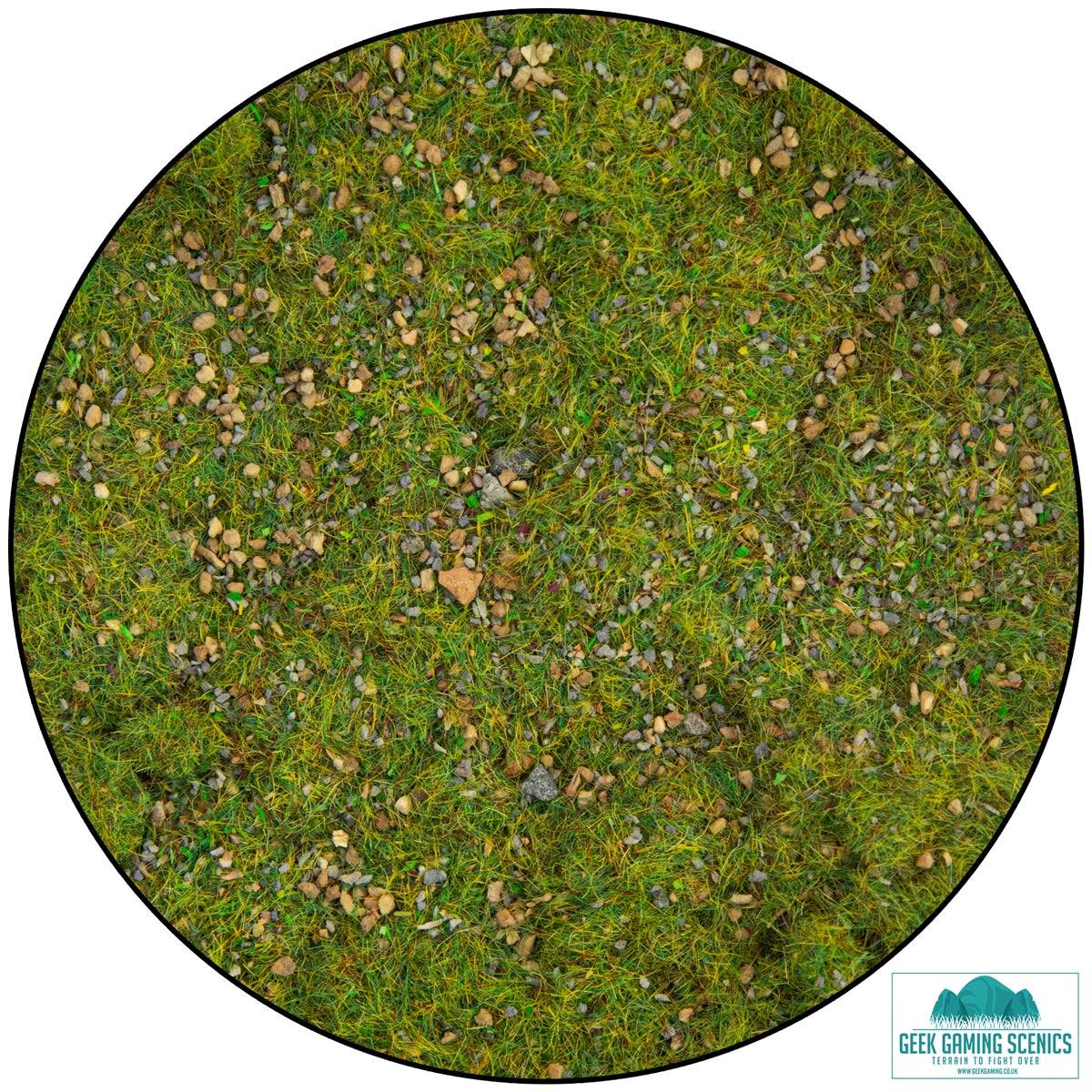 Geek Gaming Tiaga Hillside miniature basing material with coarse rubble, sands, and grass for urban ruined terrain effects.