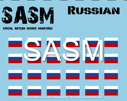 28mm Russian flag decals sheet for Special Artizan Service Miniatures models