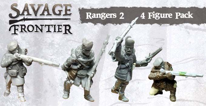 28mm Winter Ranger Pack metal miniatures set of four with snow shoes for Savage Frontier tabletop gaming