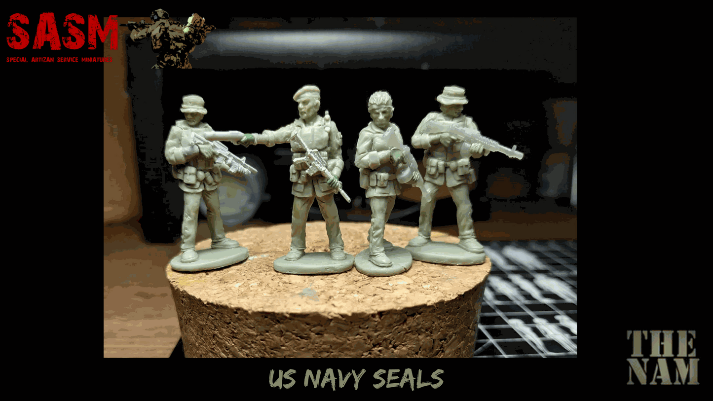 28mm Modern Vietnam US Navy SEALS metal miniatures set of four soldiers