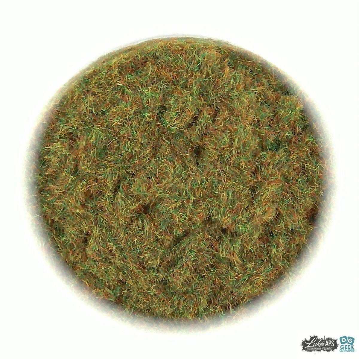 Lukes APS 2mm autumn static grass flock in mixed brown and green for miniature scenery and modeling