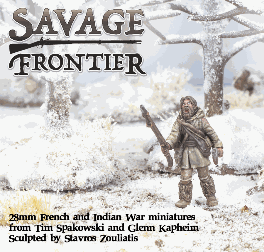 28mm Winter French and Indian War scout metal miniature in snowy terrain
