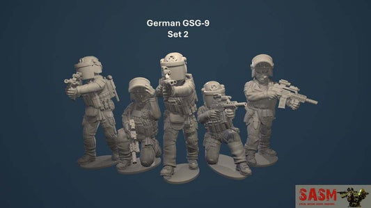 28mm Modern German GSG9 resin miniatures set of five detailed counter-terrorist troopers in tactical gear and helmets