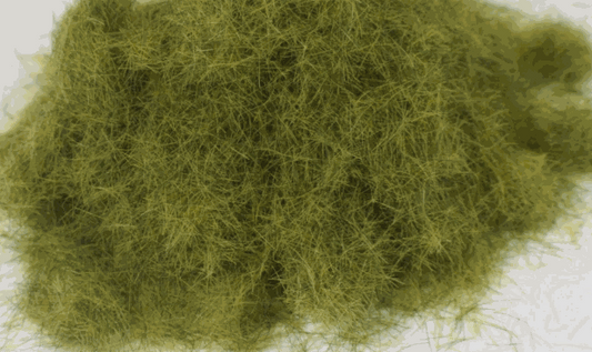 WWScenics 6mm Muddy Static Grass fibers in muted tans and light browns for realistic dry grass scenic modeling