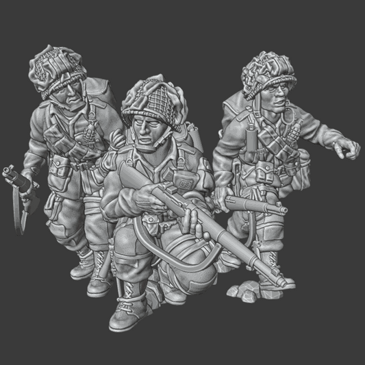 28mm WW2 US paratroopers resin miniatures team with M1 Garand rifles in action poses