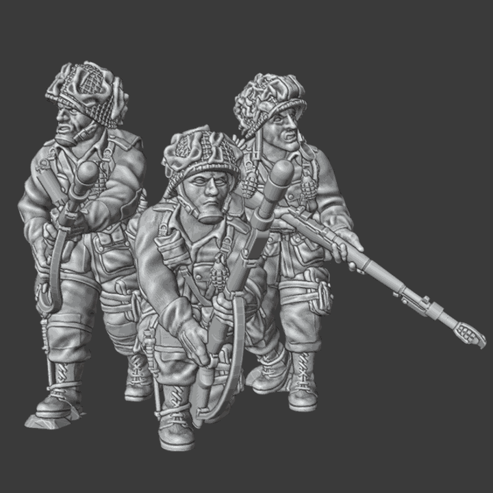 28mm WW2 US paratroopers resin miniatures with M1 Garand rifles and M7 grenade launchers, unpainted models for tabletop gaming