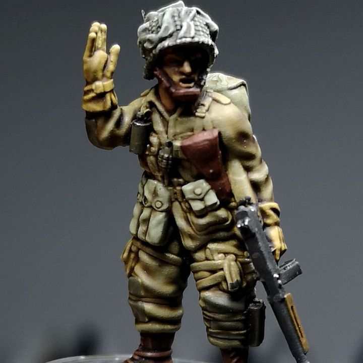 28mm WW2 US PARATROOPER OFFICER/NCO ADVANCE SIGN