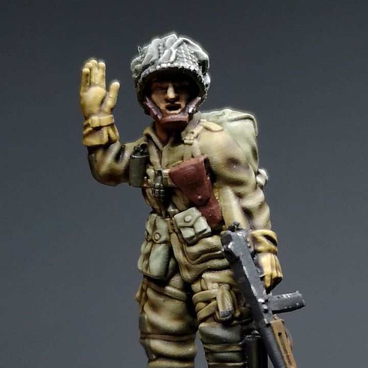 28mm WW2 US PARATROOPER OFFICER/NCO ADVANCE SIGN