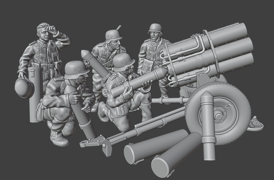28mm WW2 German Infantry 150mm NEBELWERFER