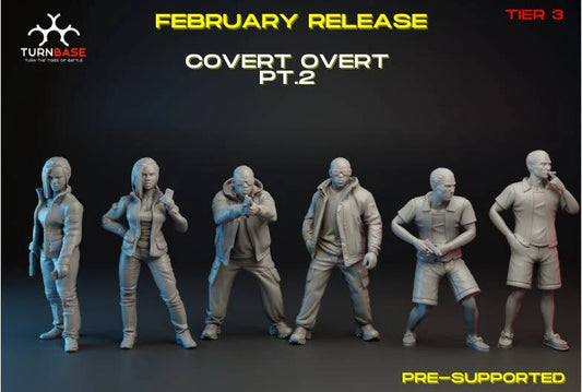 Set of 6 unpainted 28mm modern covert special forces operators miniatures for wargaming, printed in resin.