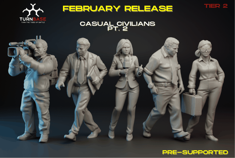 28mm modern news reporters miniature wargaming resin models set of five unpainted