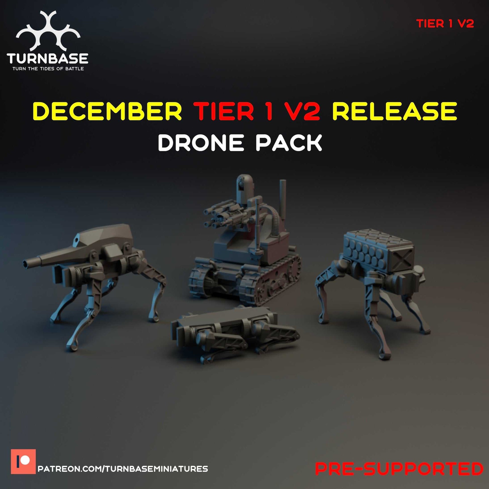 Set of four 28mm modern resin drones miniatures for wargaming, unpainted and pre-supported.