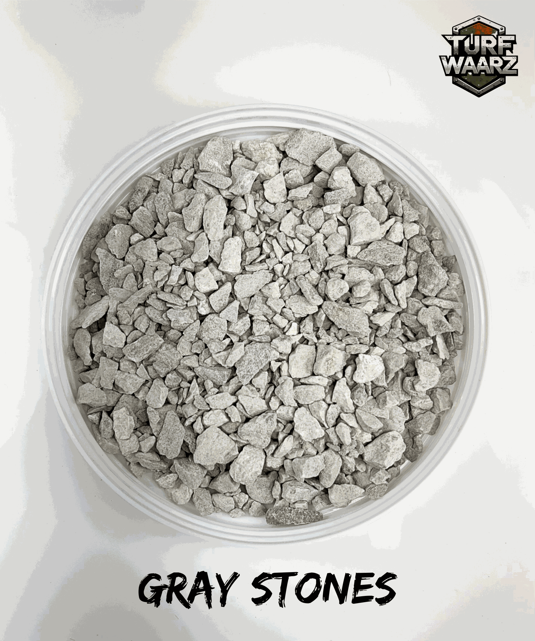 Gray Stones Wargame Terrain in a plastic container for tabletop and miniature wargames modeling projects