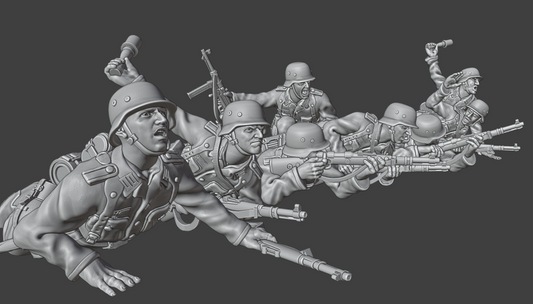 28mm WW2 German Infantry LYING DOWN COMBAT GROUP