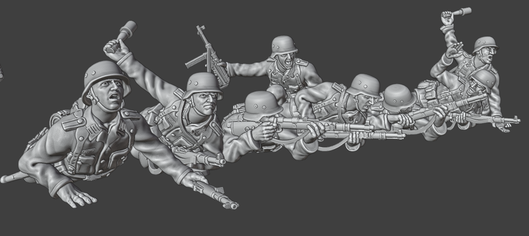 28mm WW2 German Infantry LYING DOWN COMBAT GROUP