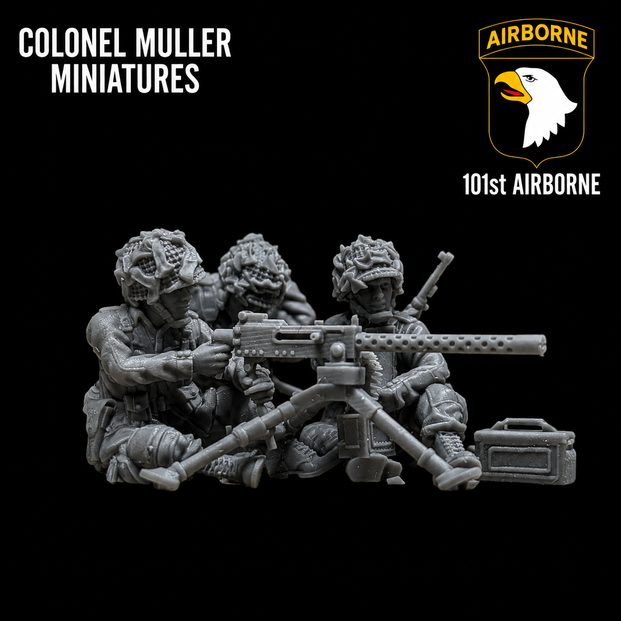 28mm WW2 US AIRBORNE BROWNING 1919 MMG FIRE TEAM