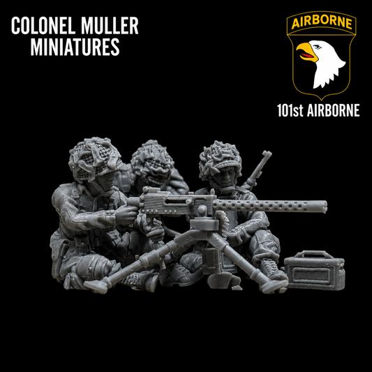 28mm WW2 US AIRBORNE BROWNING 1919 MMG FIRE TEAM