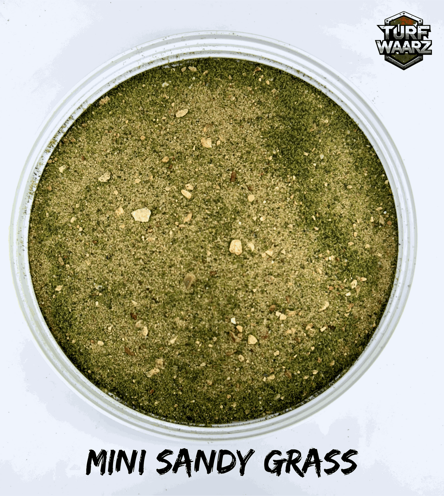 Turf Waarz Mini Scale sandy grass wargame scenic material in plastic container for tabletop and miniature modeling projects