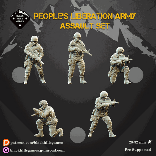 28mm Modern PLA Liberation Army resin miniatures set of 7 unpainted assembled soldiers