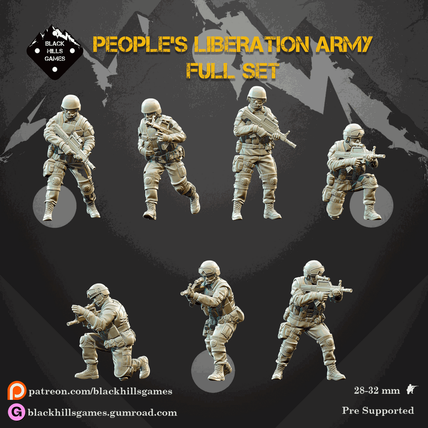 28mm modern PLA Liberation Army 7 resin miniatures unpainted full set