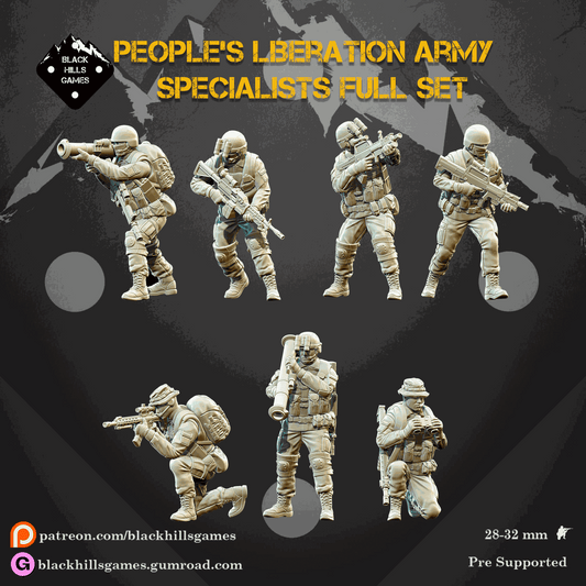 28mm modern PLA Liberation Army specialists resin miniatures set with various weapons unpainted