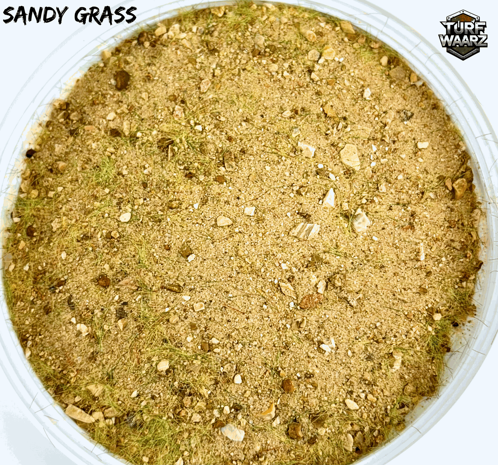Turf Waarz Sandy Grass Wargame Terrain with gravels and sands for tabletop and miniature modeling.
