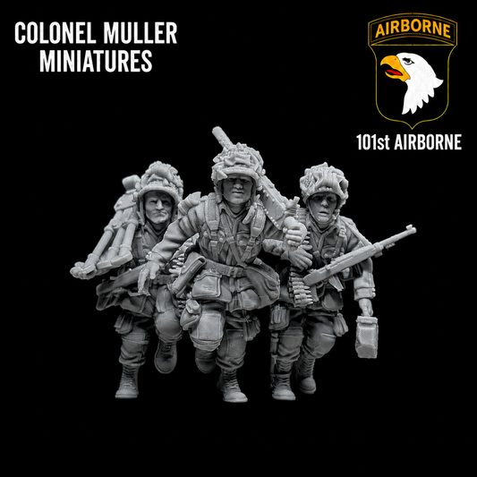 28mm WW2 US AIRBORNE  BROWNING 1919 MMG ON THE MOVE