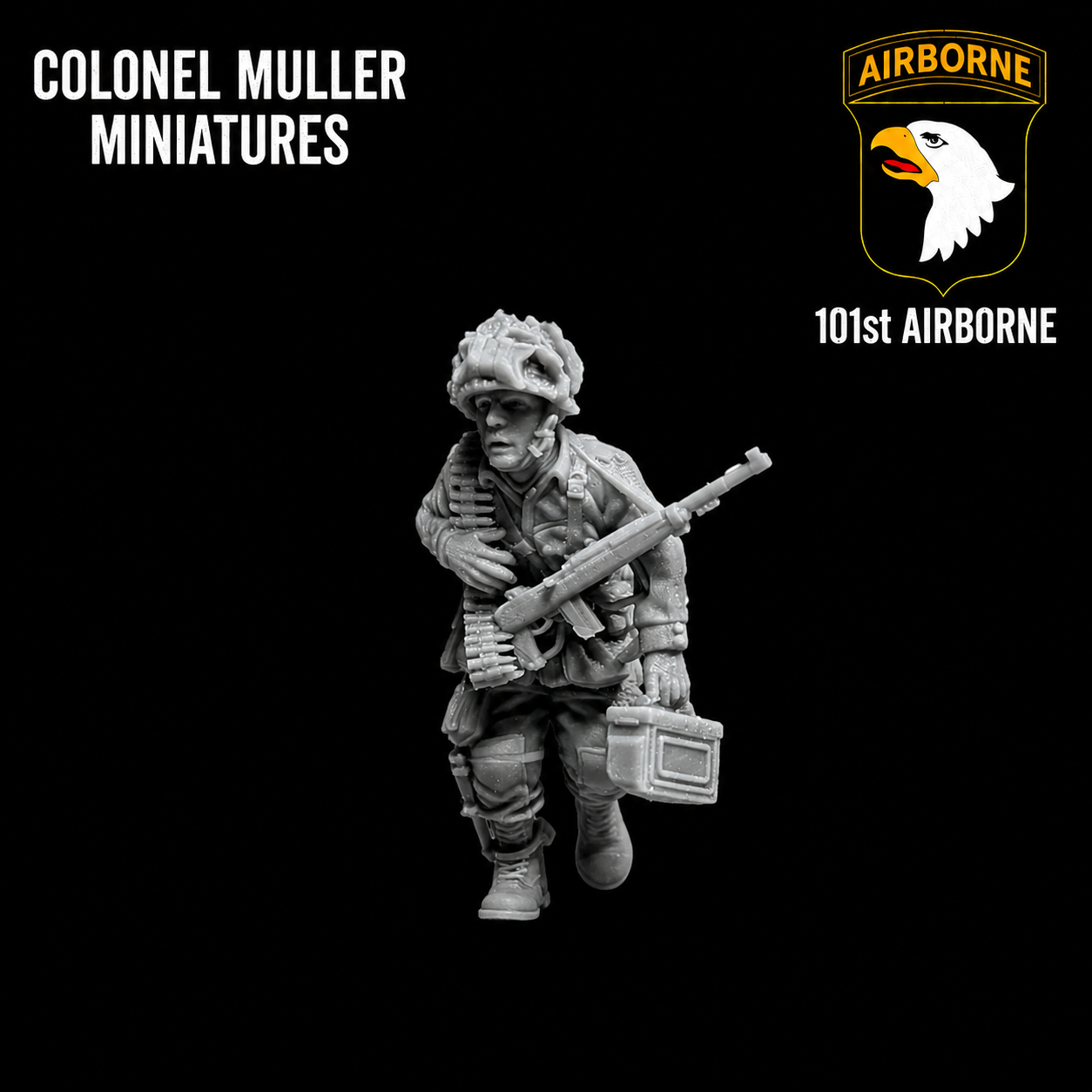 28mm WW2 US AIRBORNE  BROWNING 1919 MMG ON THE MOVE