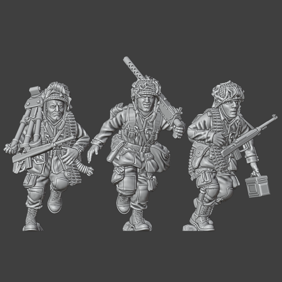 28mm WW2 US AIRBORNE  BROWNING 1919 MMG ON THE MOVE