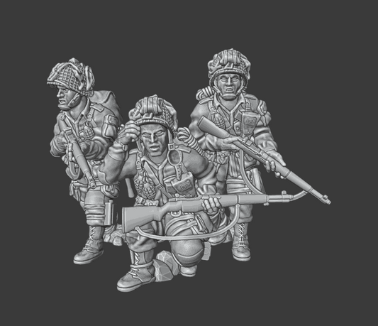 28mm WW2 US paratroopers rifle team miniature set with M1 Garand rifles in various poses