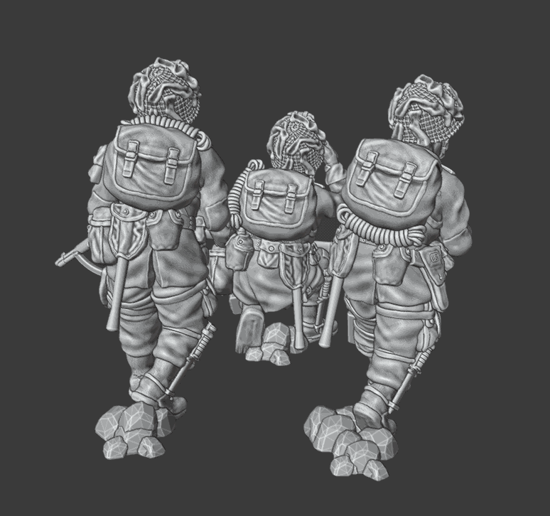 28mm WW2 US paratrooper miniatures rifle team 3 resin unpainted models