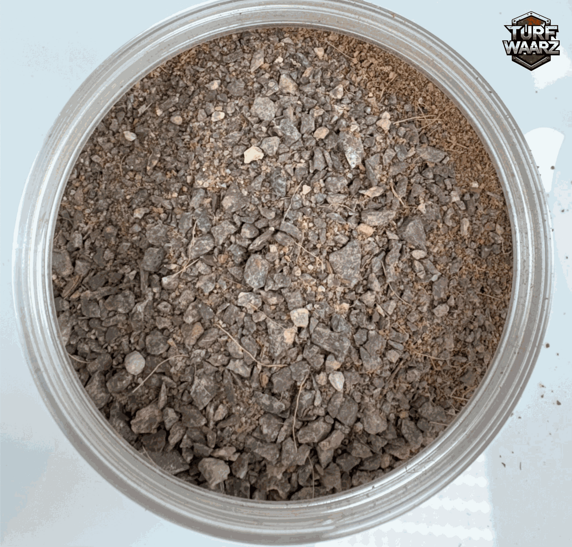 Turf Waarz Grim Brown Rubble wargame terrain mix in plastic container for miniature battle scenery