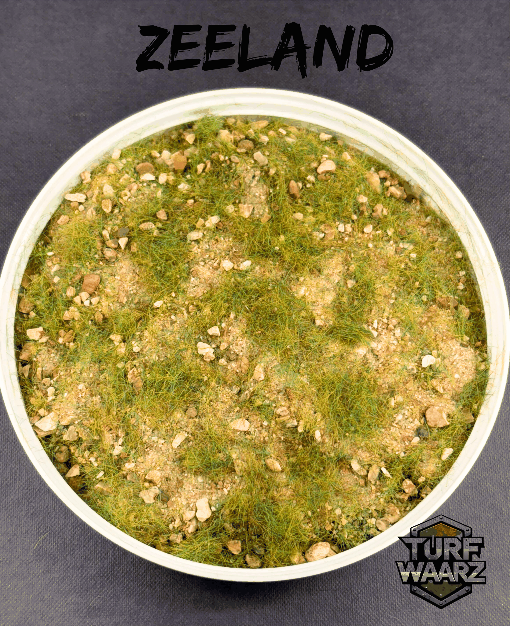 Turf Waarz Zeeland Wargame Terrain with mixed gravels, sands, and greenery for tabletop and miniature wargaming scenery.