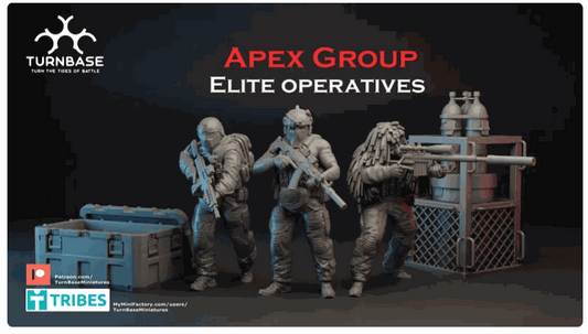 28mm Modern APEX Elite Special Operators resin miniatures set for wargaming with 3 unpainted models and 2 objectives