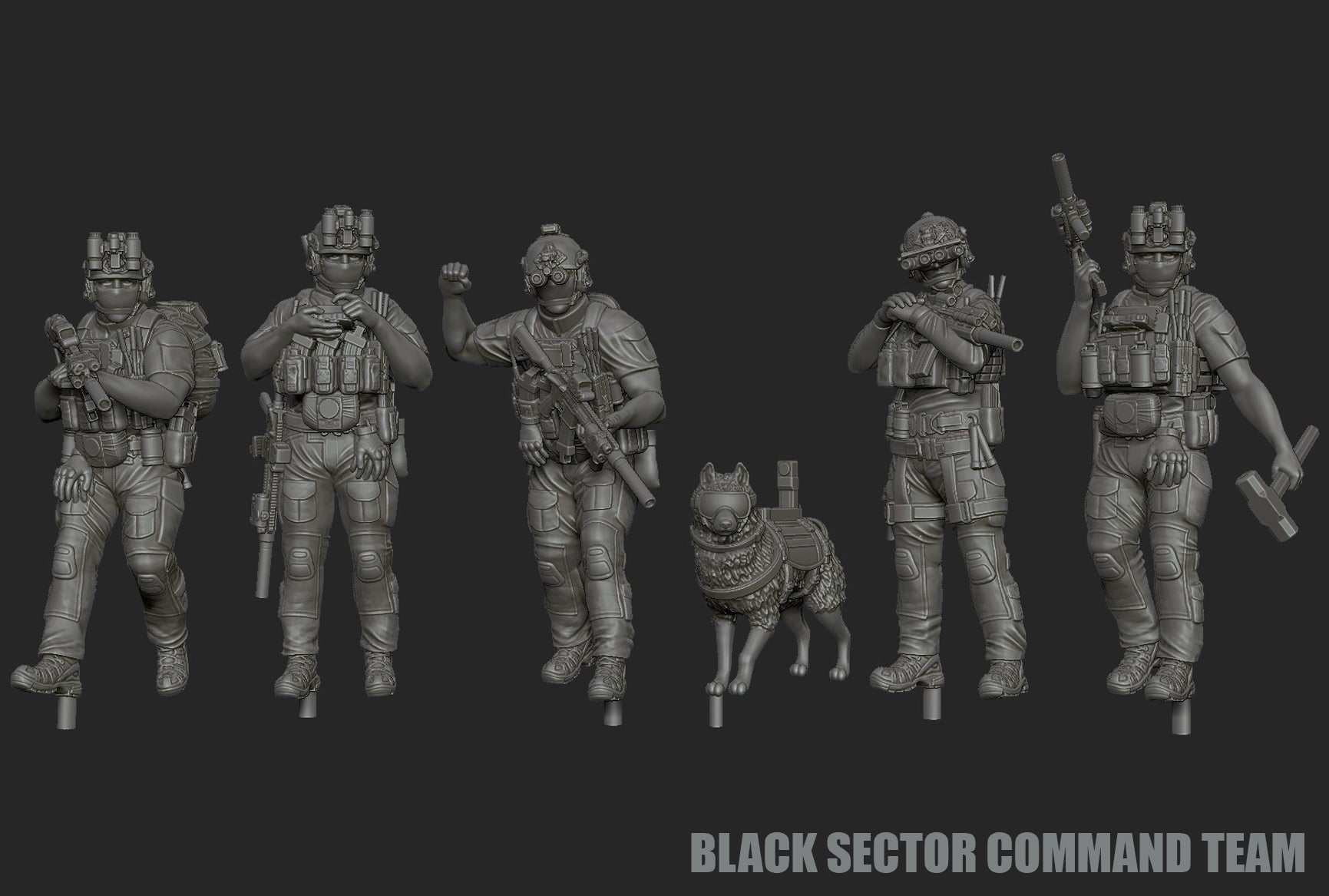 28mm Modern GUNSLINGER: Black Sector GIG Command Team Figures – Special ...