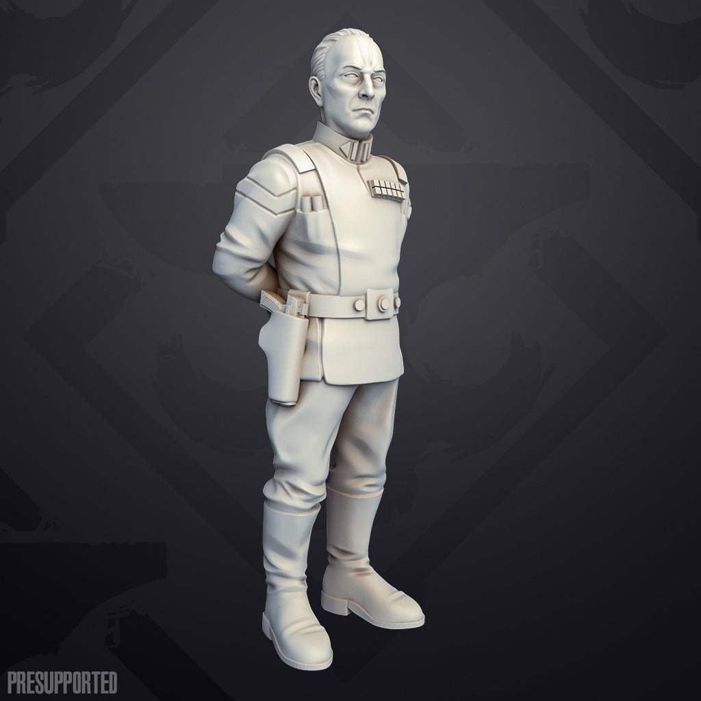32mm resin printed unpainted Blue Admiral miniature model without base, detailed military uniform and confident stance