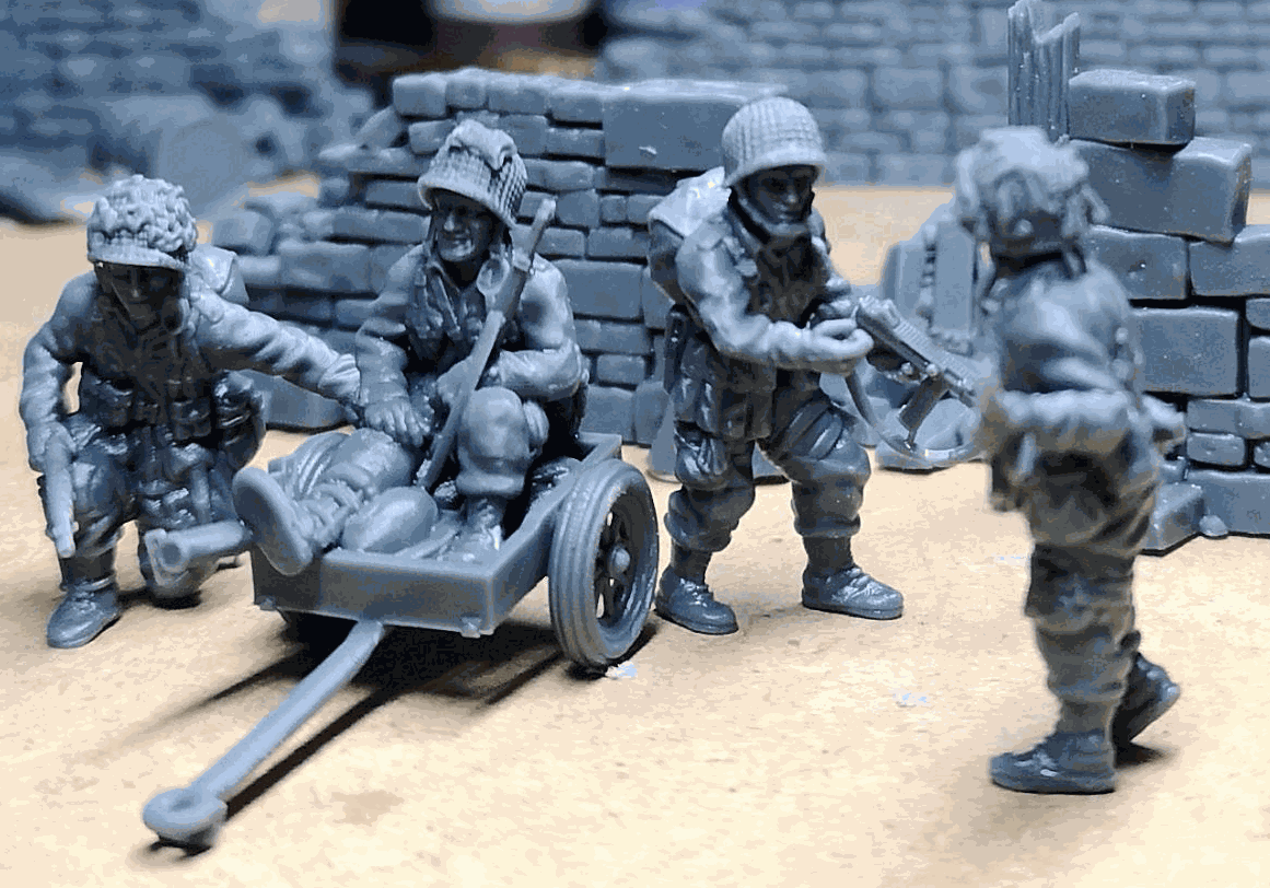 28mm WW2 US airborne colonel and HQ resin miniatures set unpainted