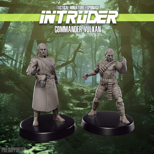 32mm Commander Vulcan resin printed miniatures unpainted on bases with detailed tactical poses