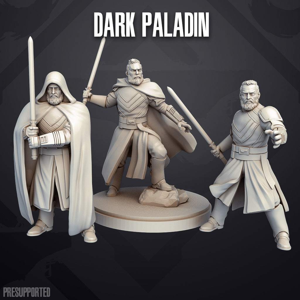 Set of three 32mm Dark Paladin resin miniatures unpainted and detailed