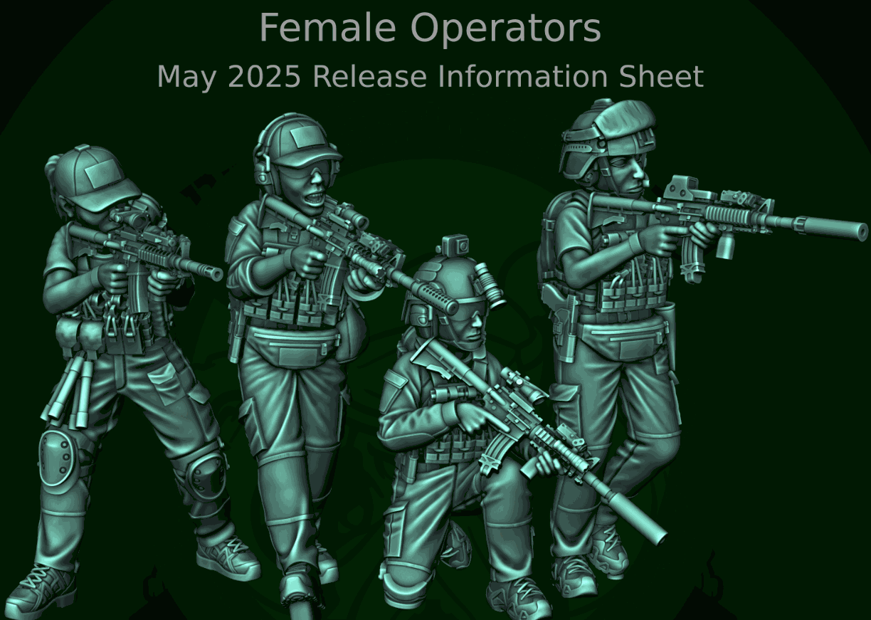 28mm modern female operators resin miniatures set of four unpainted heroic scale figures with tactical gear and weapons