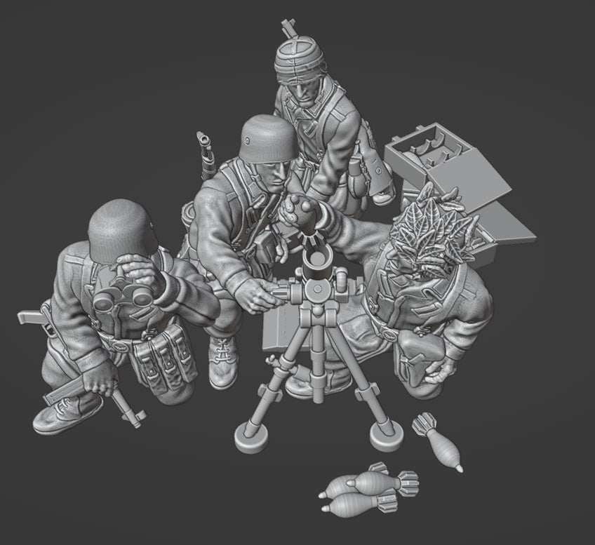 28mm WW2 German Fallschirmjager 81mm MORTAR