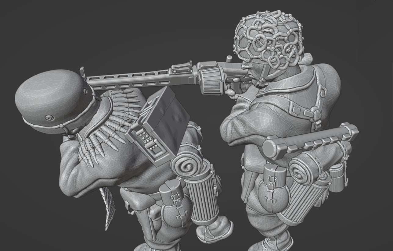 28mm German Fallschirmjager MG42 Team 6